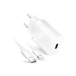 Chargeur secteur USB-C 20W compatible + câble lightning