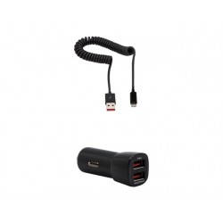 Chargeur voiture 2 USB + câble lightning
